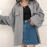 Soft Girl Plaid Button-Up Shirt