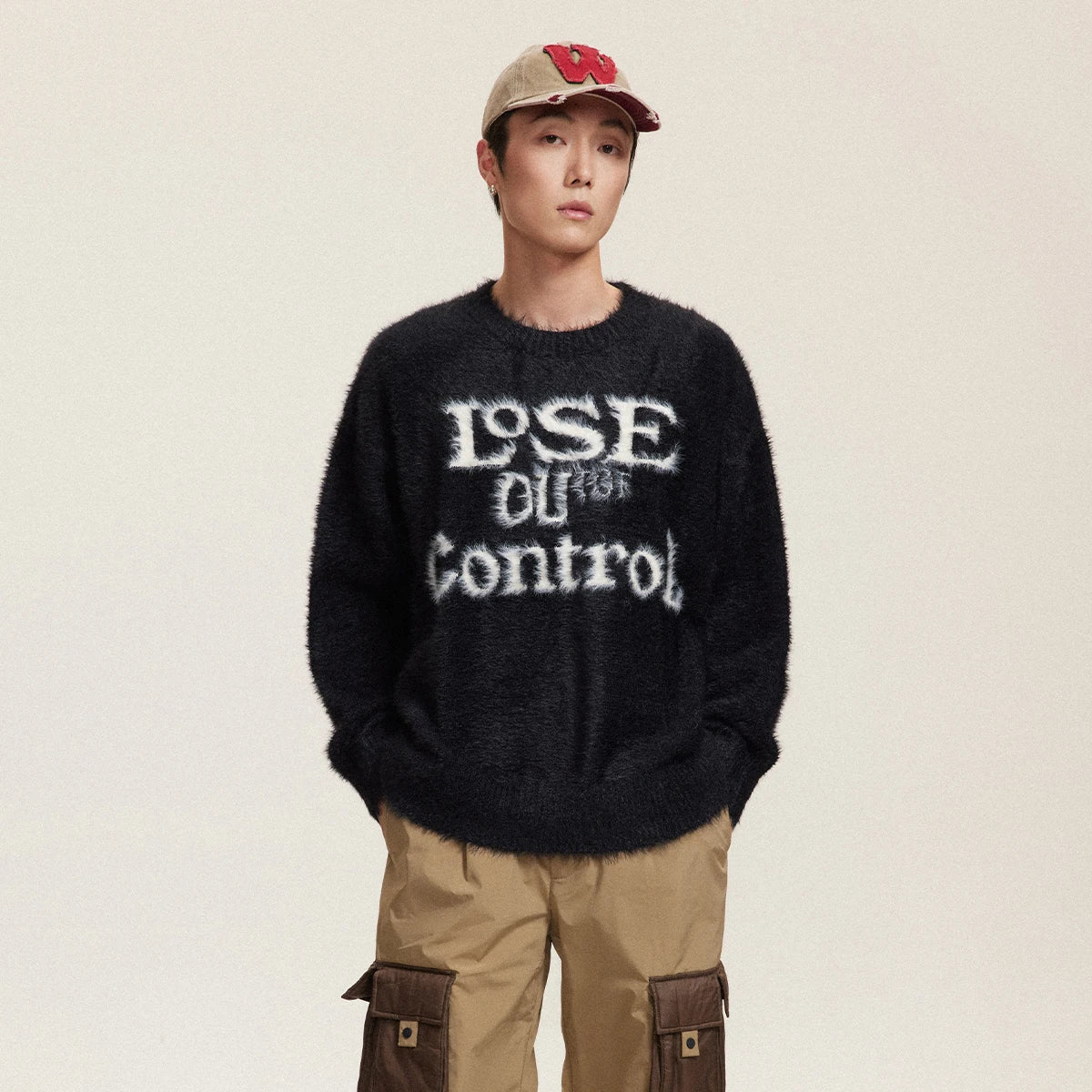 Jacquard Strickpullover Oversized Lässiger Pullover