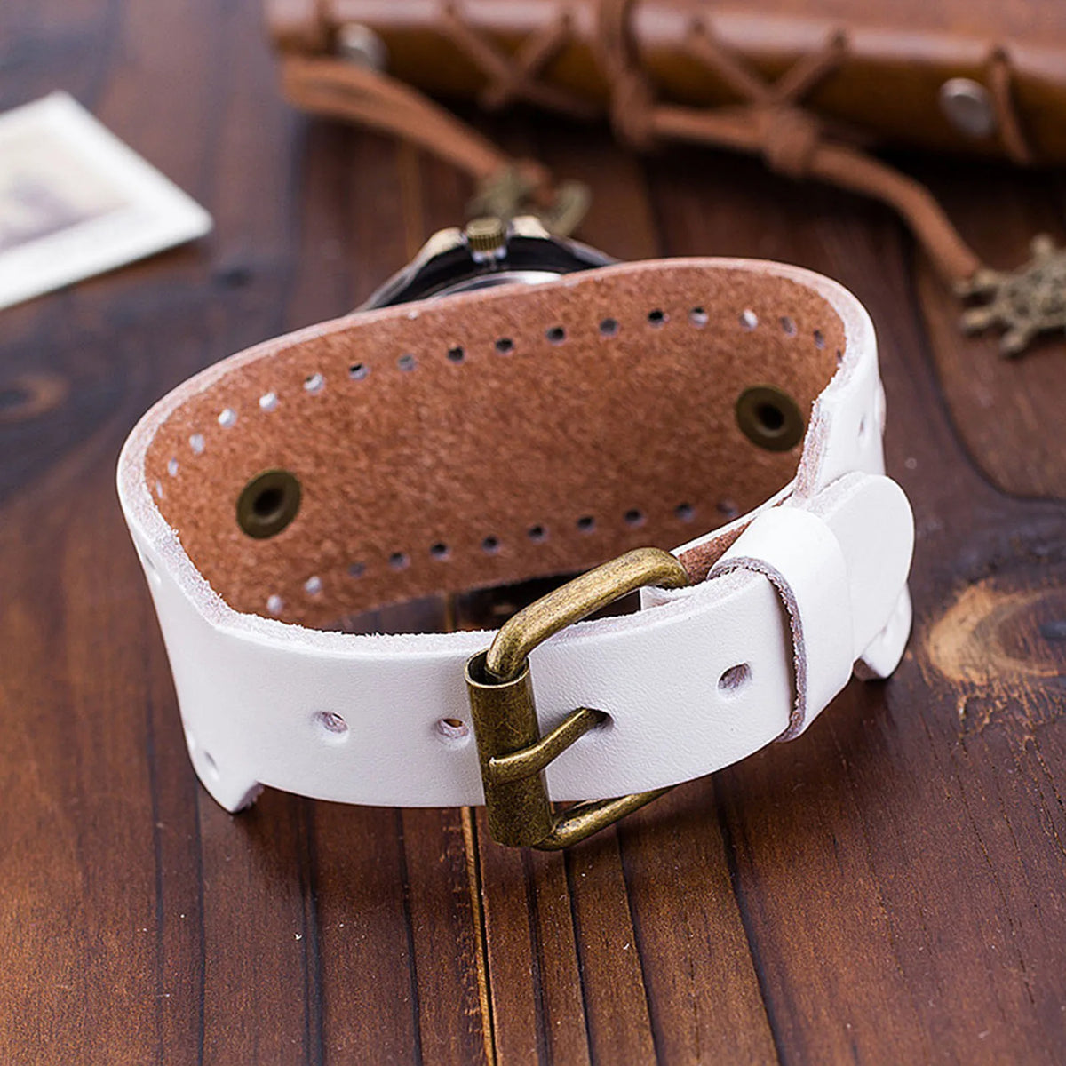 Vintage Wide Leather Strap Watch