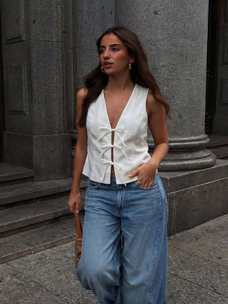 Old Money Lace Up Top