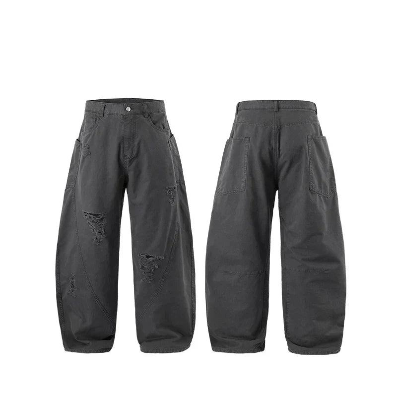 Vintage Distressed Gray Cargo Pants