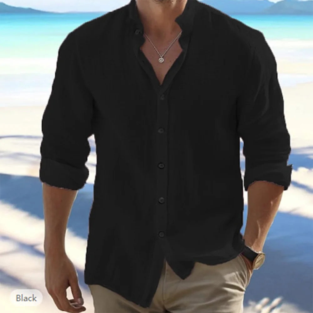 Solid Color Cotton Linen Shirts