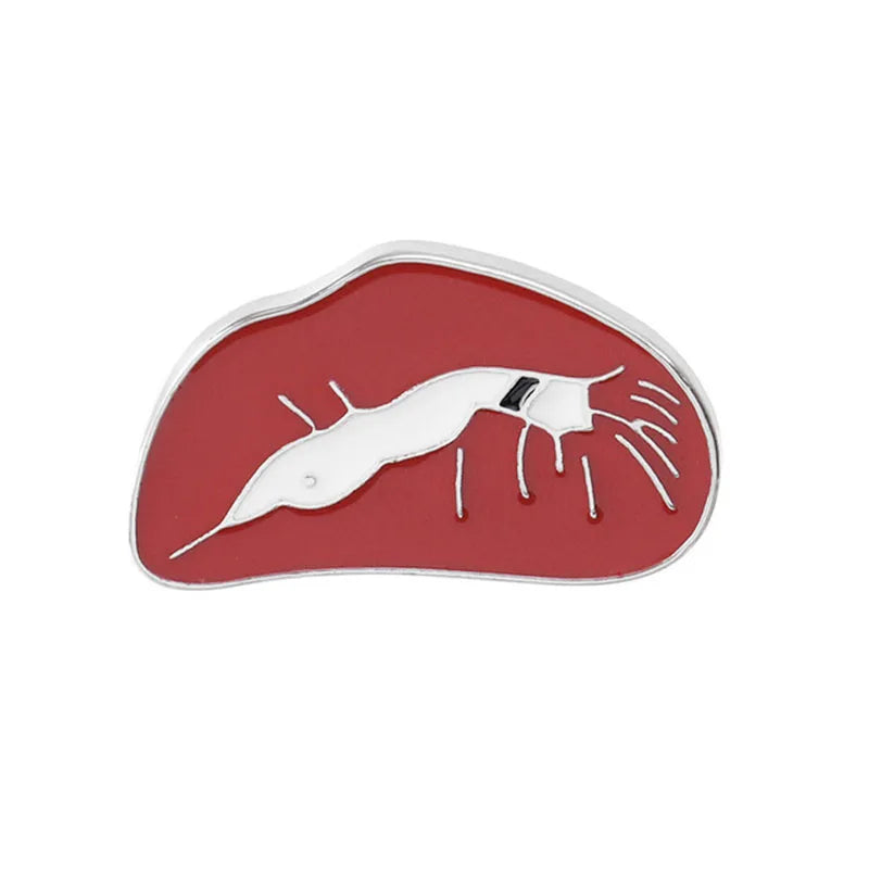 Red Lips Shape Enamel Brooches
