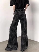 Grunge Black Washed Stacked Flare Jeans