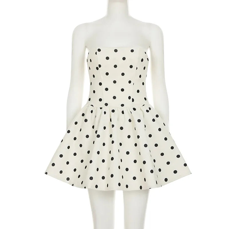 Strapless Coquette Polka Dot Mini Dress