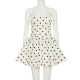 Strapless Coquette Polka Dot Mini Dress