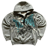 Retro Gray Zipper Oversized Hoodie
