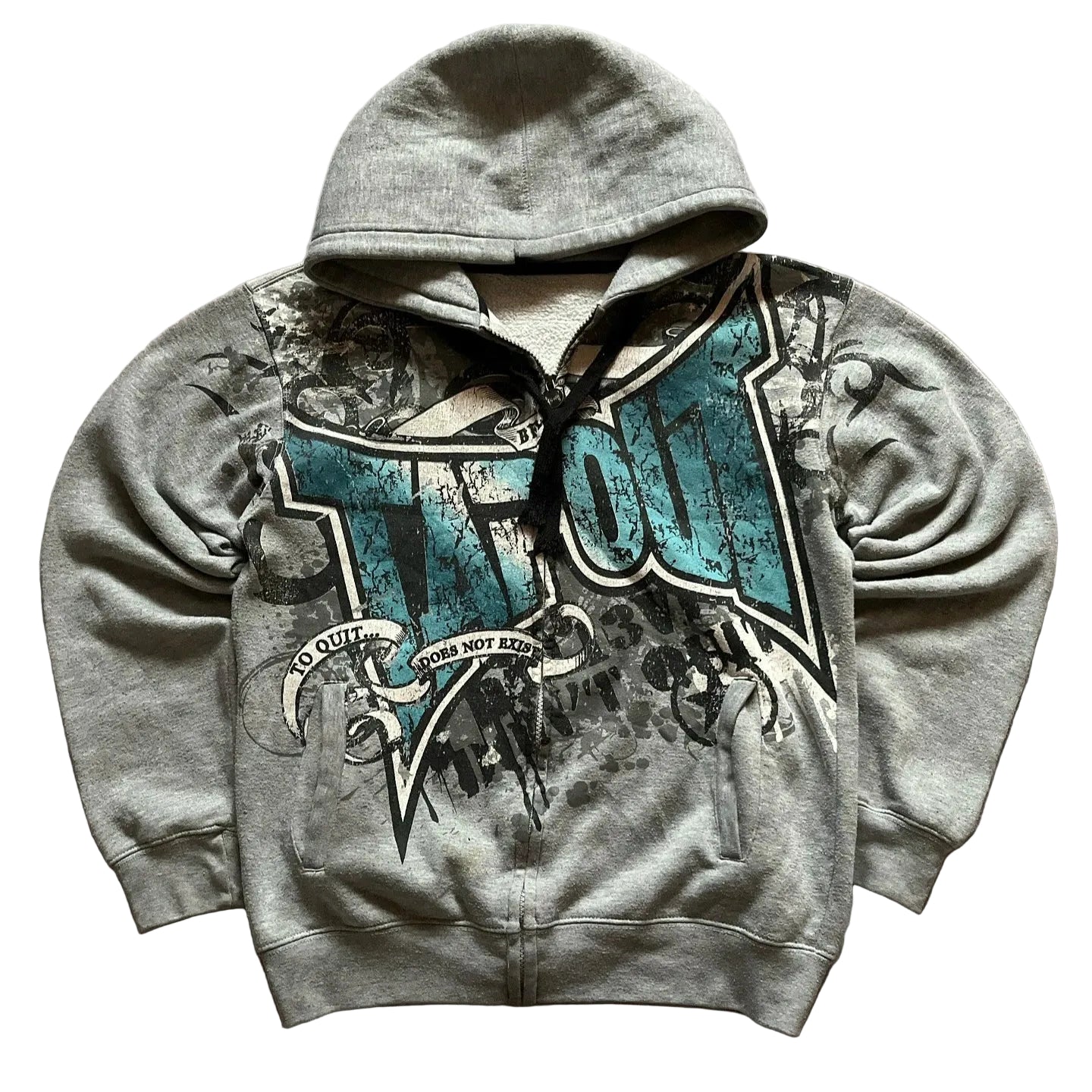 Retro Gray Zipper Oversized Hoodie
