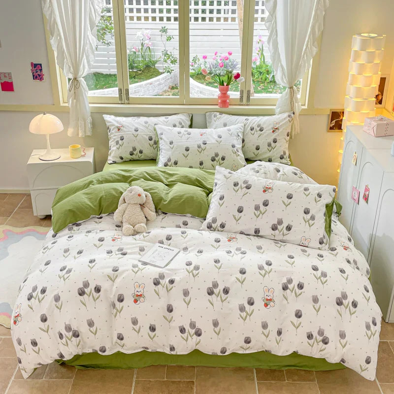 Nordic Striped Simple Style Cotton Bedding Set