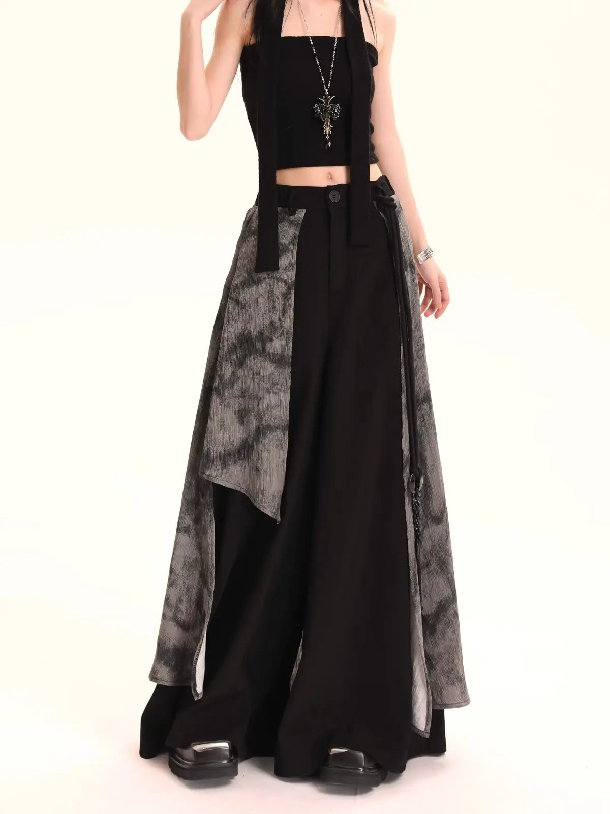 Grunge Black Kimono Blouse