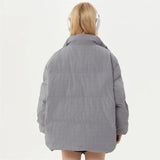 Chaqueta acolchada de plumón para mujer, color gris