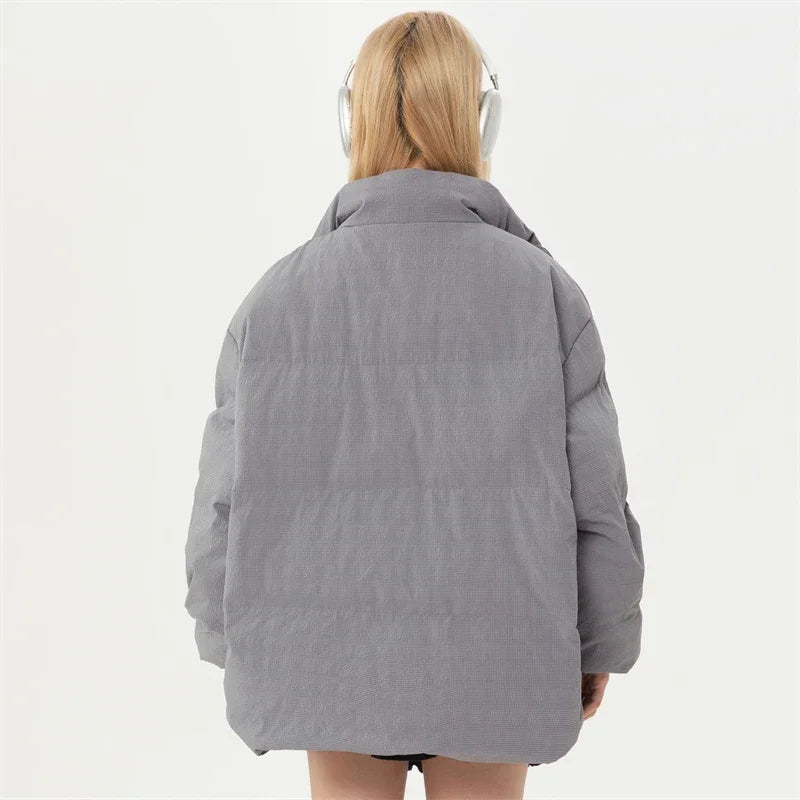 Chaqueta acolchada de plumón para mujer, color gris