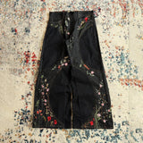 Embroidered Floral Y2K Jeans