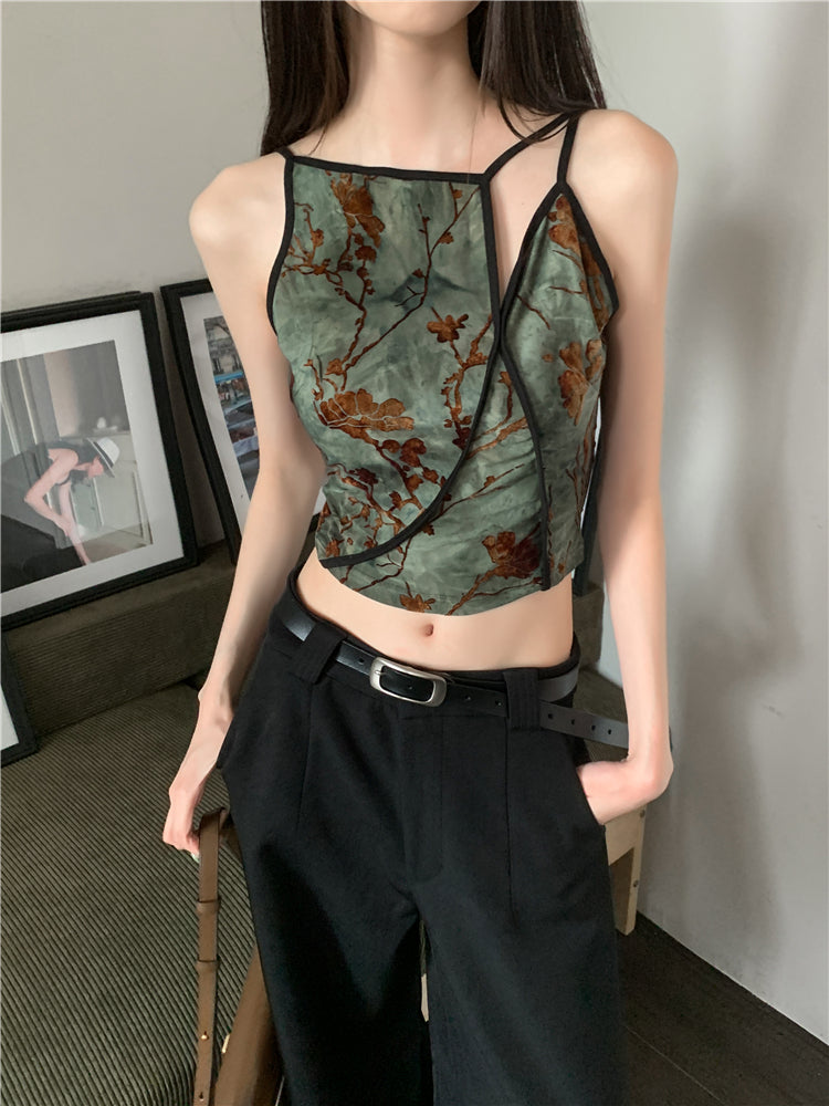 Flocking Floral Vintage Cami Crop
