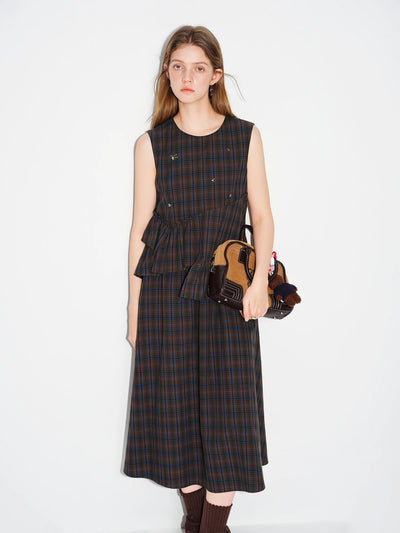 Ruffled Plaid Midi Dress