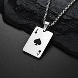 Stainless Steel Poker Card Necklaces