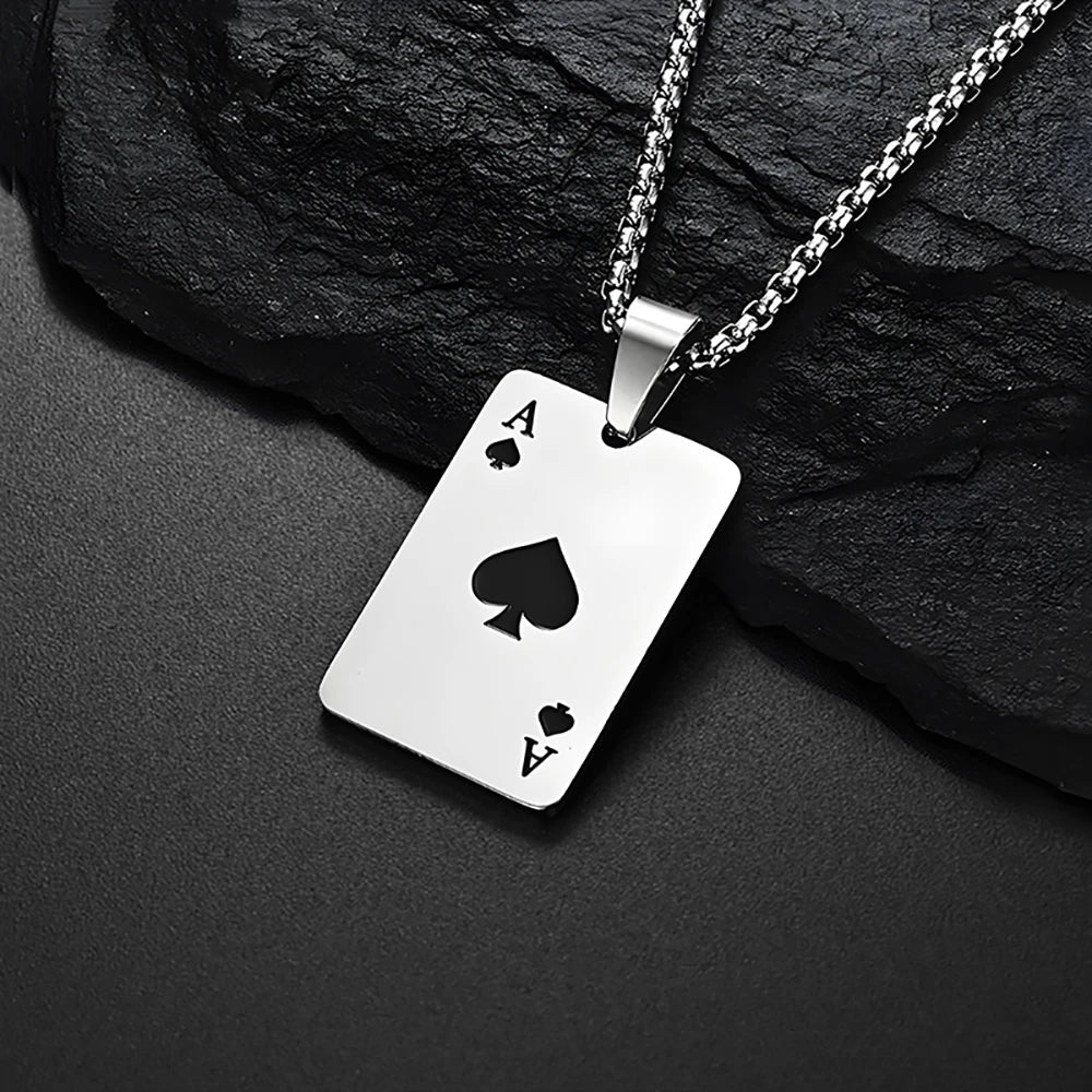 Stainless Steel Poker Card Necklaces