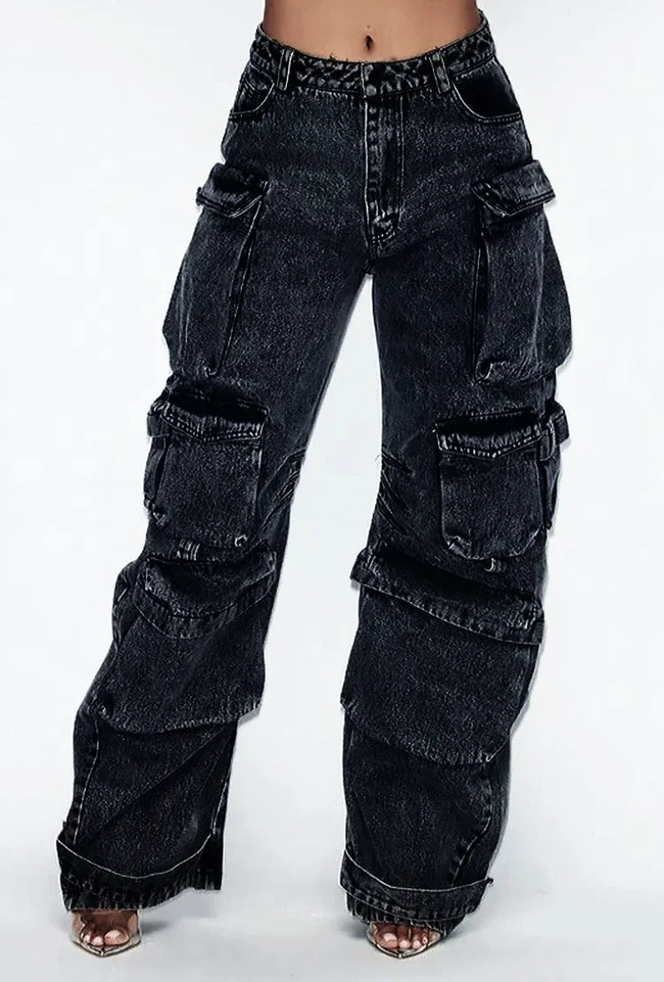 Retro Camouflage Wide Leg Cargo Pants
