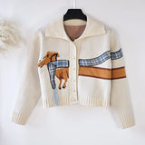 Y2K Cozy Chic Puppy Pattern Knit Cardigan