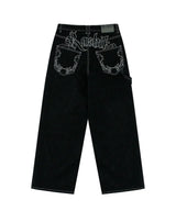 Embroidery Baggy Loose Straight Jeans