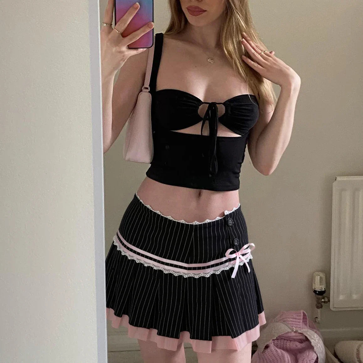 Coquette Vintage Ruffle Mini Skirt