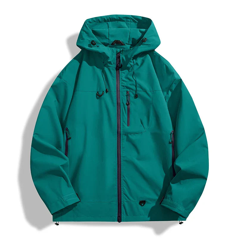 Solid Color Waterproof High Collar Windbreaker Jacket