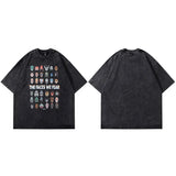 T-Shirt "Gruselige Gesichter" Washed Black