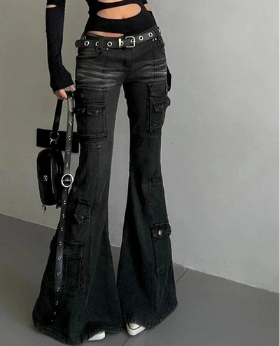Y2K Flared Cargo Jeans