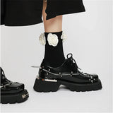 Retro Metal Decor Derby Shoes