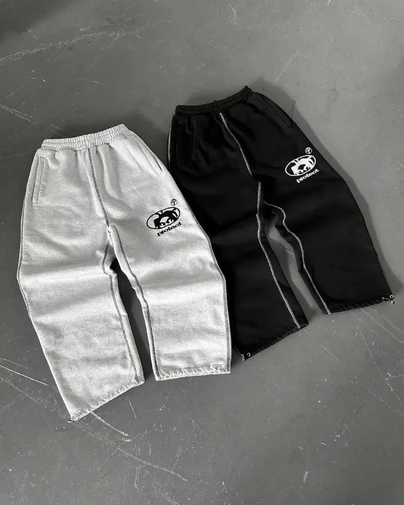 Streetwear Fashion Letter Embroidery Loose Sweatpants