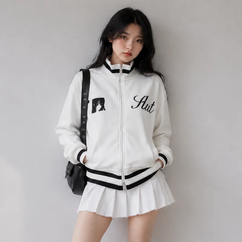 Y2K Striped Trim Track Jacket