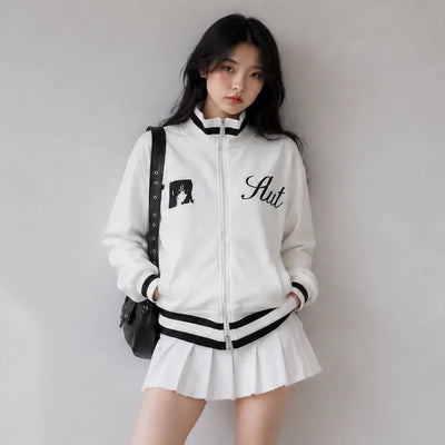 Y2K Striped Trim Track Jacket