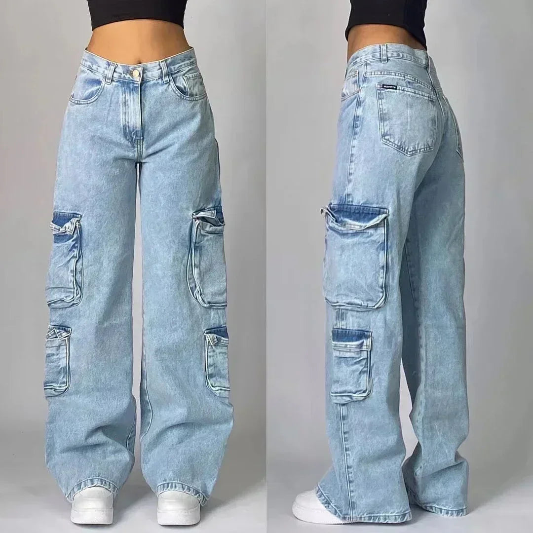 Grunge Embroidery Red Jeans