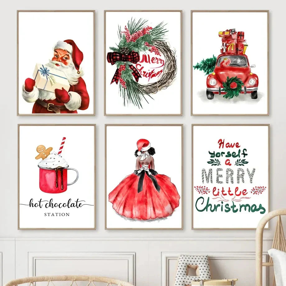 Merry Christmas Cartoon Santa Poster