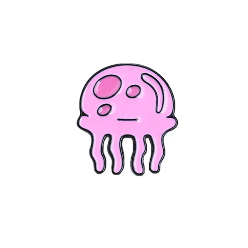Blue Pink Jellyfish Animal Brooch