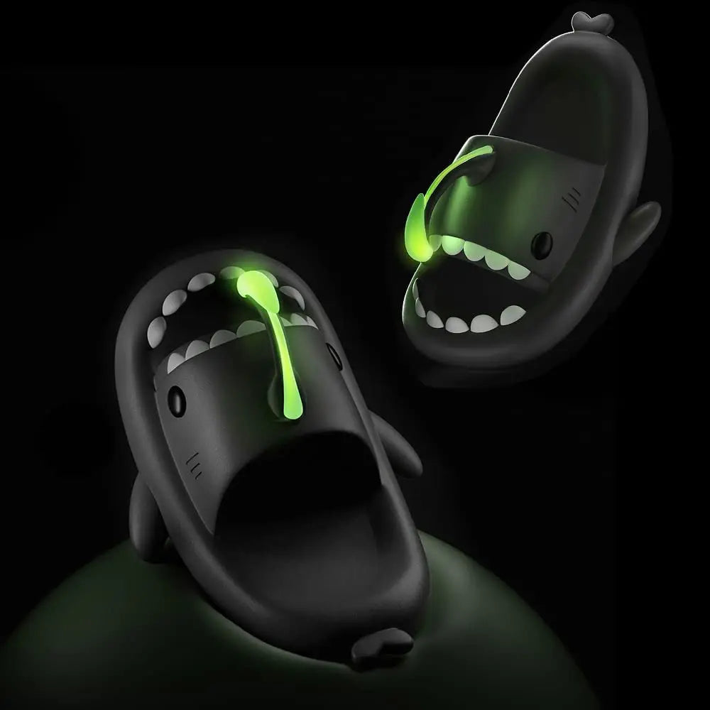 Thick Sole Night Glow Shark Slippers