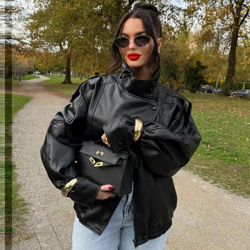 Cropped Women's Leather Jacket