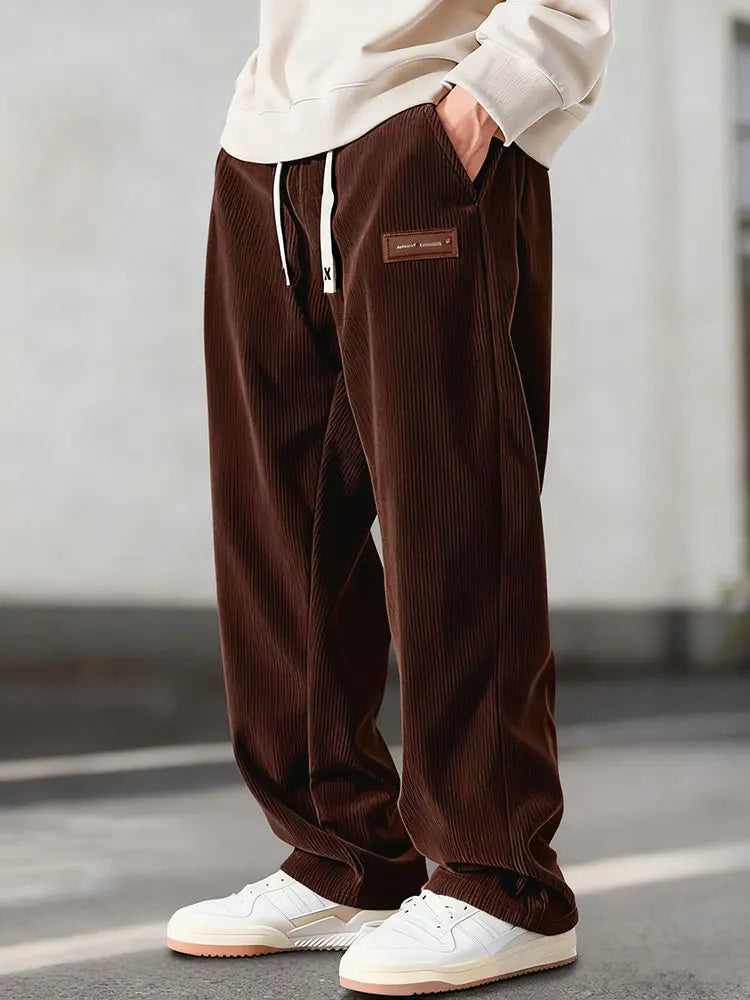 Straight Leg Korean Style Corduroy Pants