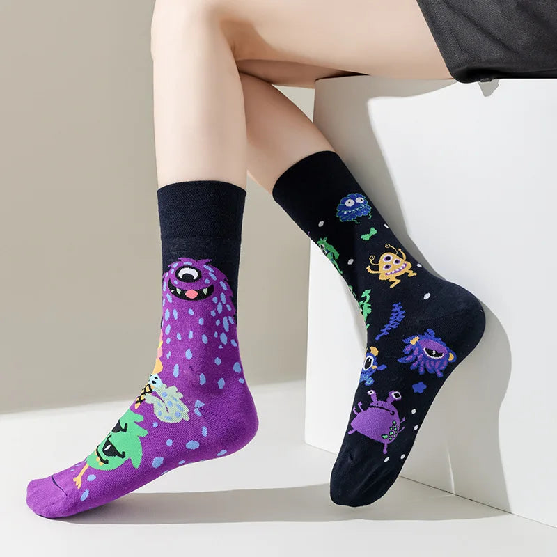 Cartoon Irregular Style Colorful Breathable Unisex Socks