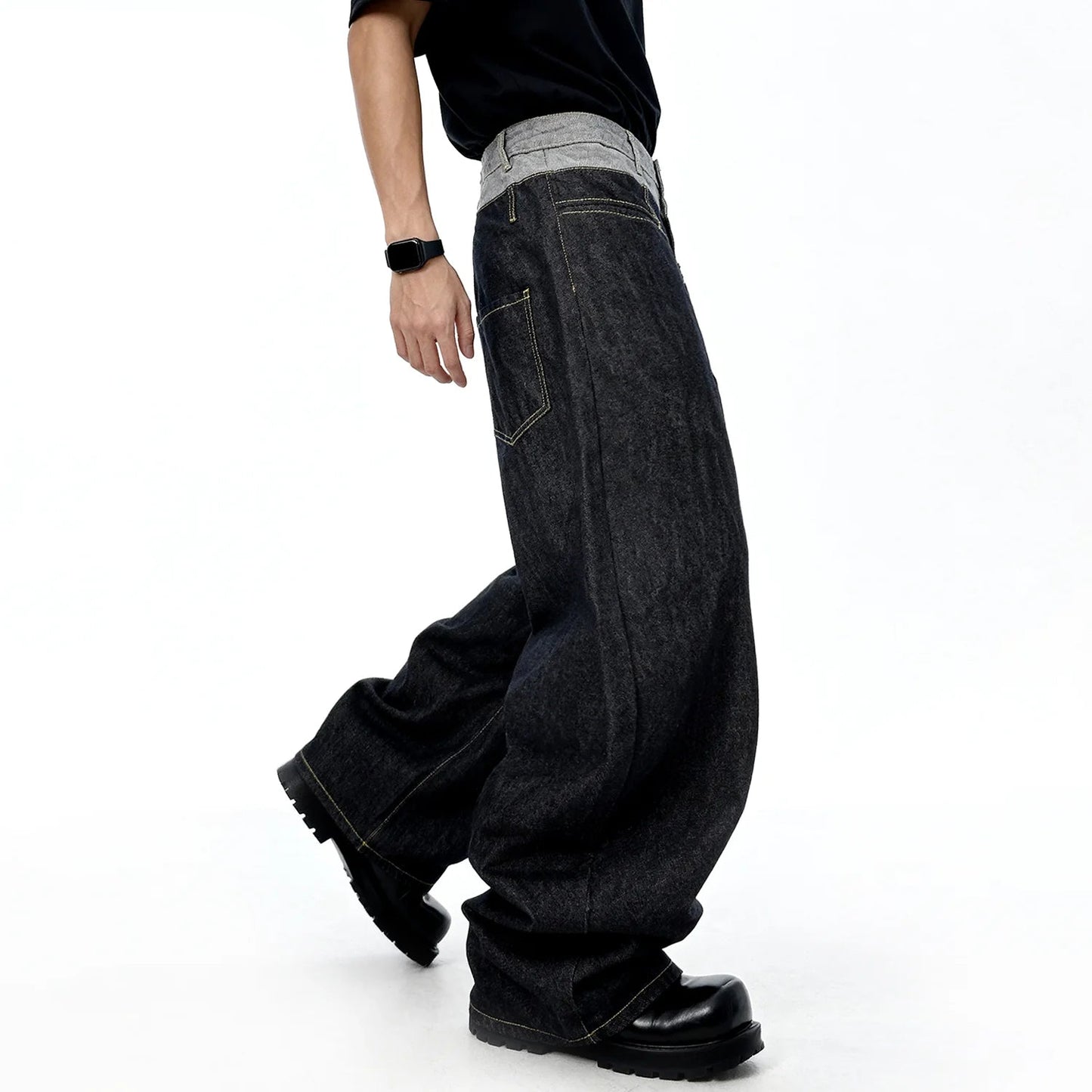 Double-waisted Baggy Wide Leg Jeans