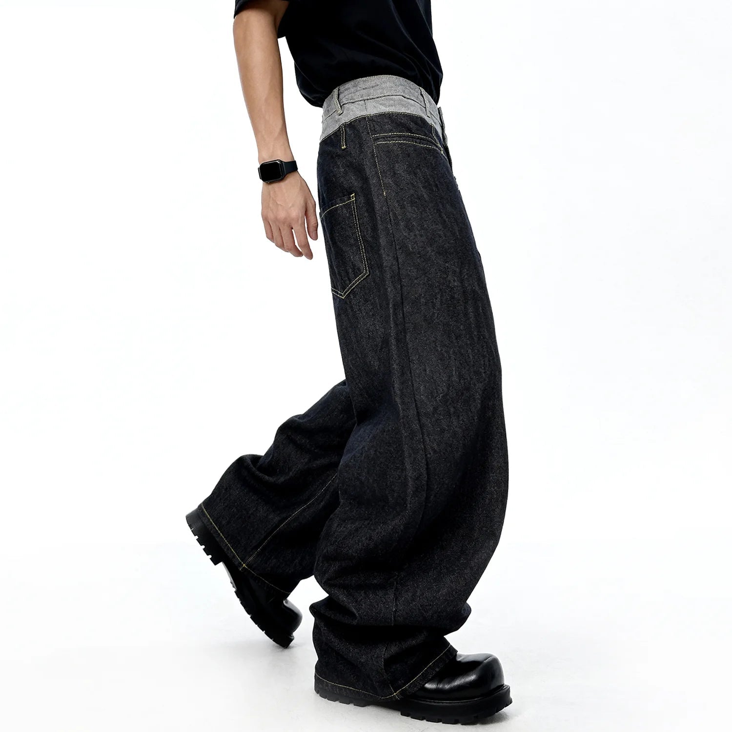 Double-waisted Baggy Wide Leg Jeans