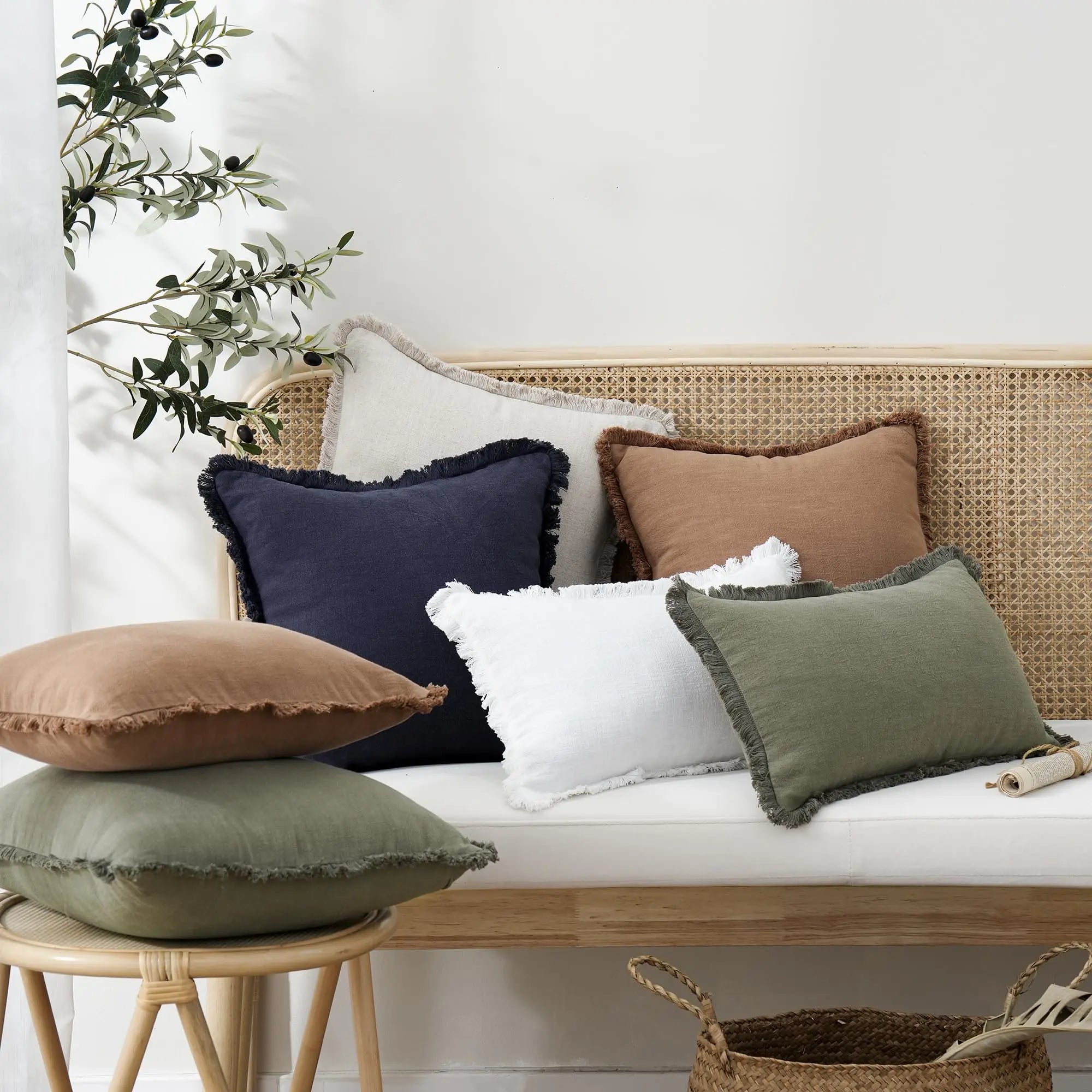 Decorative Linen Fringe Pillow Covers