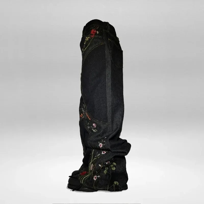 Embroidered Floral Y2K Jeans