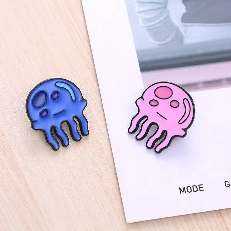 Blue Pink Jellyfish Animal Brooch