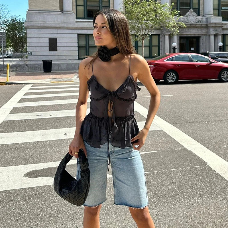 Sheer Open Chiffon Top