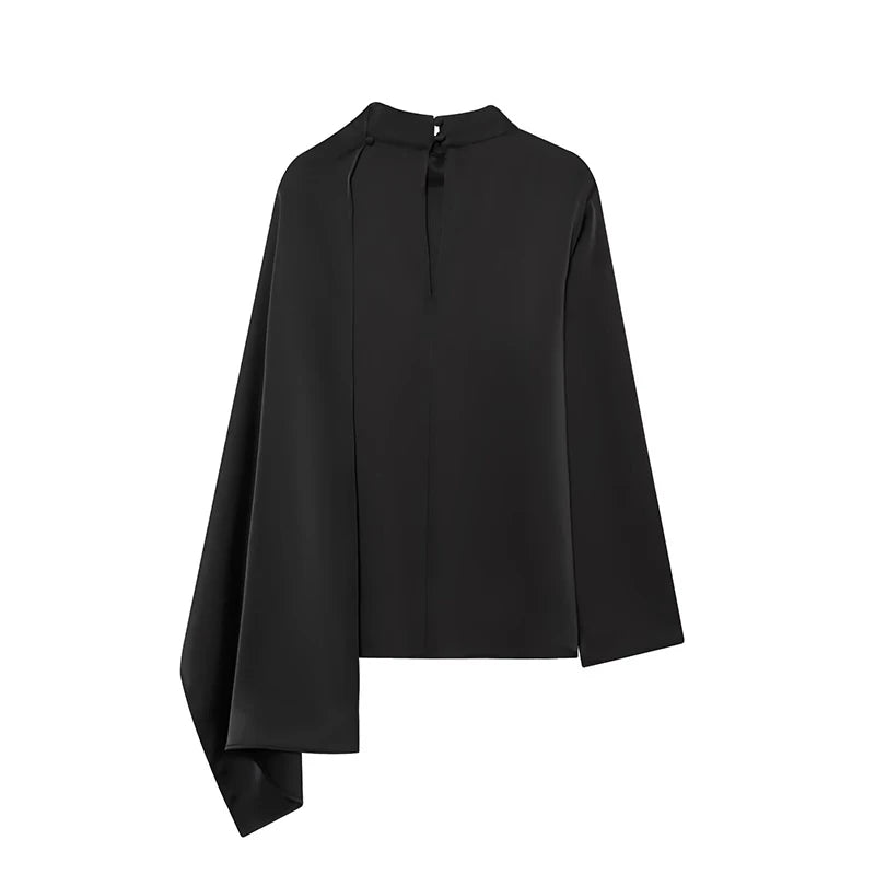 Women Shawl Design Satin Blouse