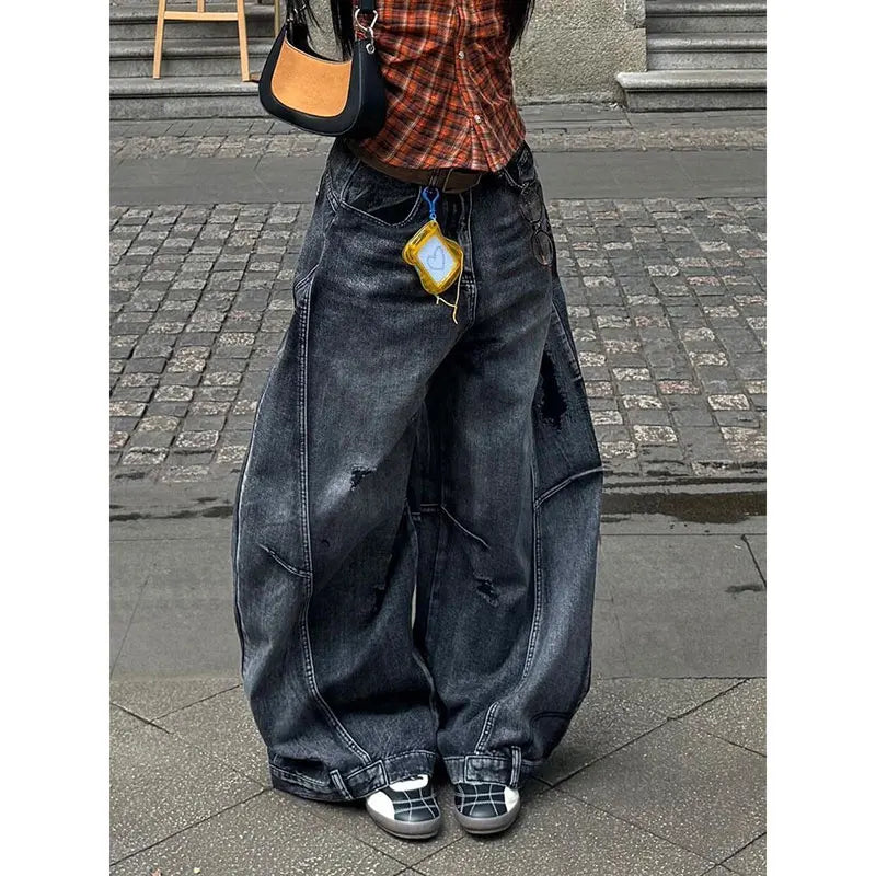Edgy Streetwear Wide Leg Jeans