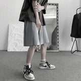 Casual Oversized Grey Pleated Shorts
