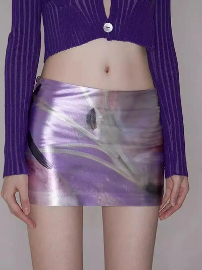 Purple Low Waist Mesh Mini Skirt