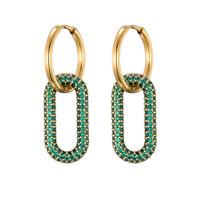 Steel Buckle Oval Earrings